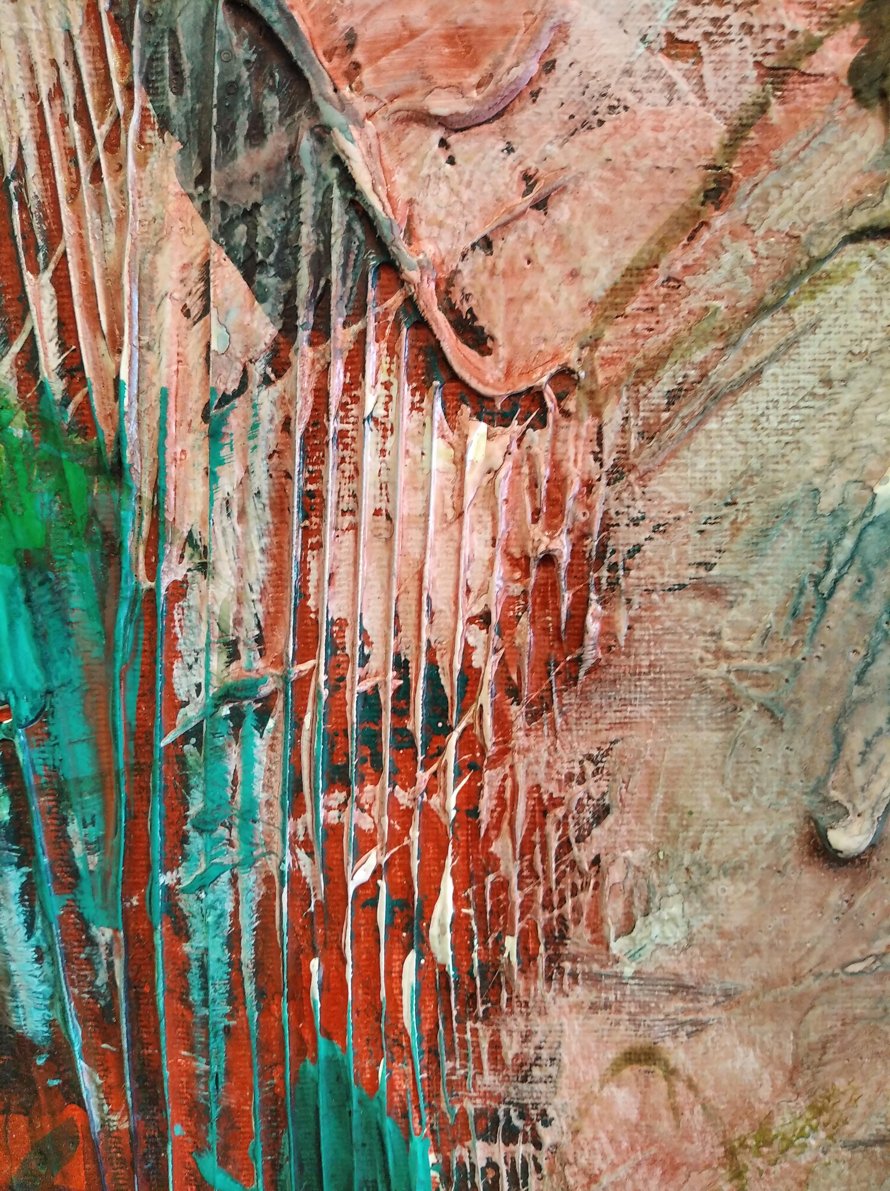 Carlos Mendez Vertikales  Rot. Acrylmalerei im Angebot 4