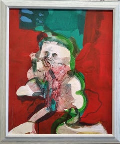 Carlos Mendez Vertical  Red. acrylic painting