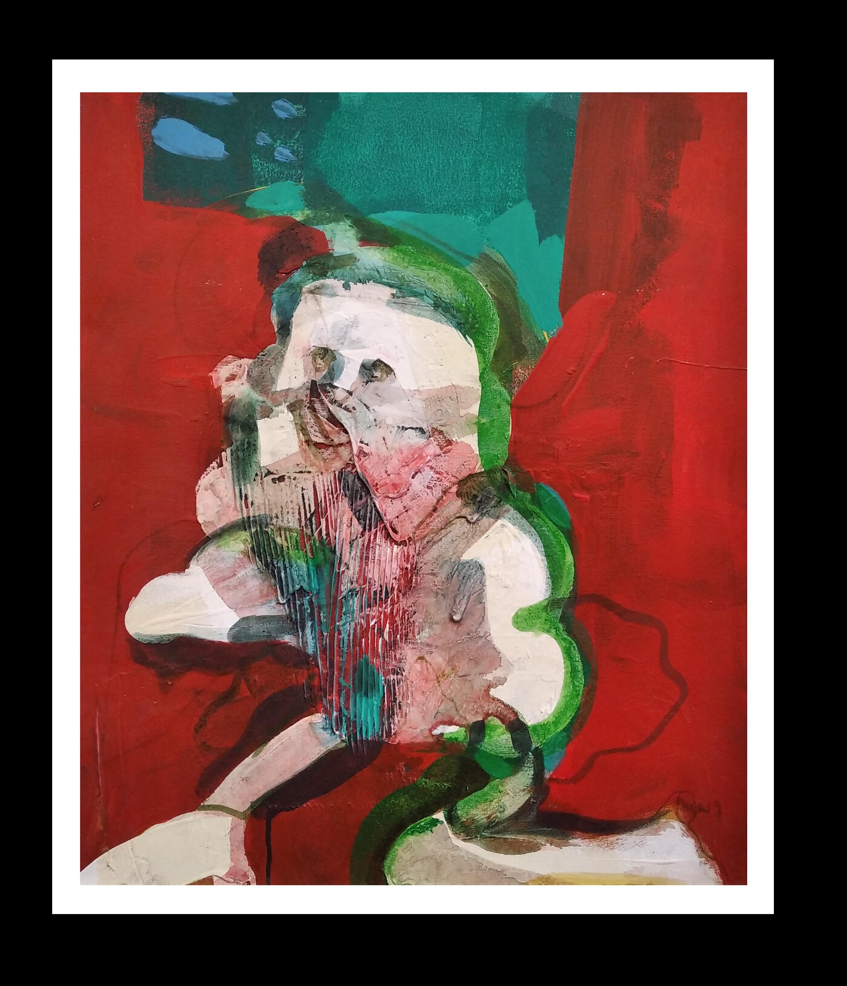 Carlos Mendez Vertical  Red. acrylic painting