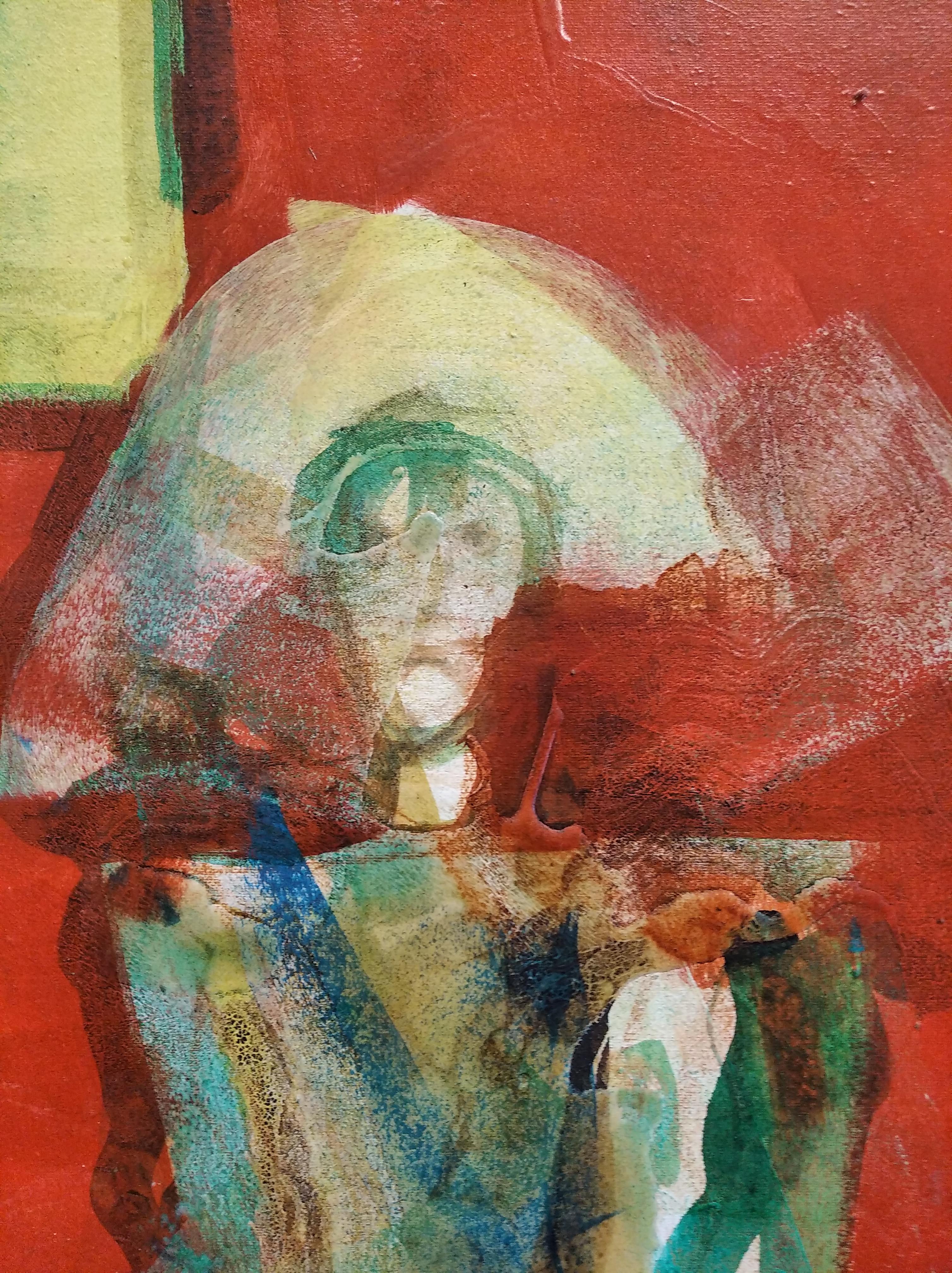 Carlos Mendez   Vertical  Red  sin titulo. acrylic painting For Sale 2