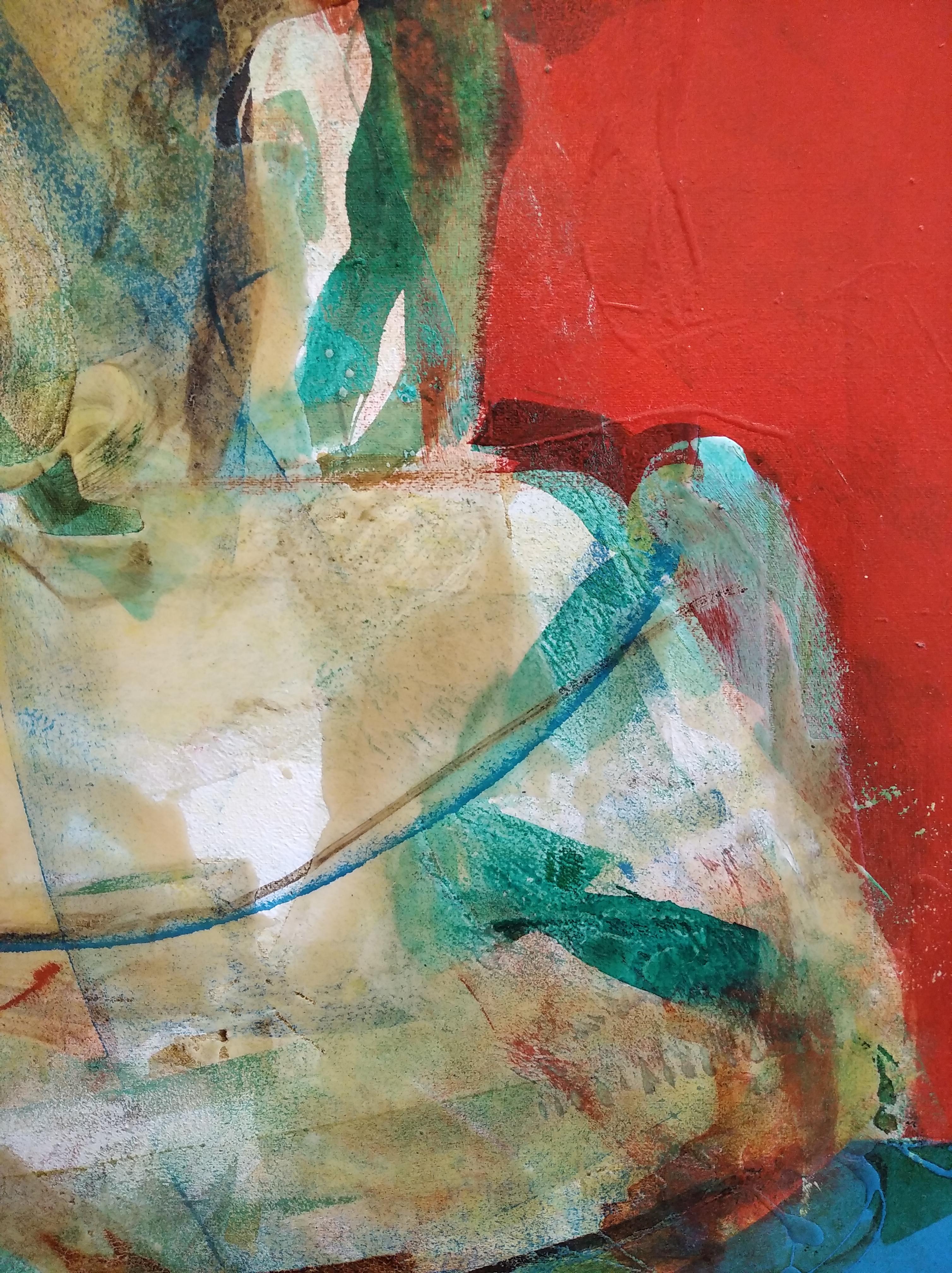 Carlos Mendez   Vertical  Red  sin titulo. acrylic painting For Sale 3