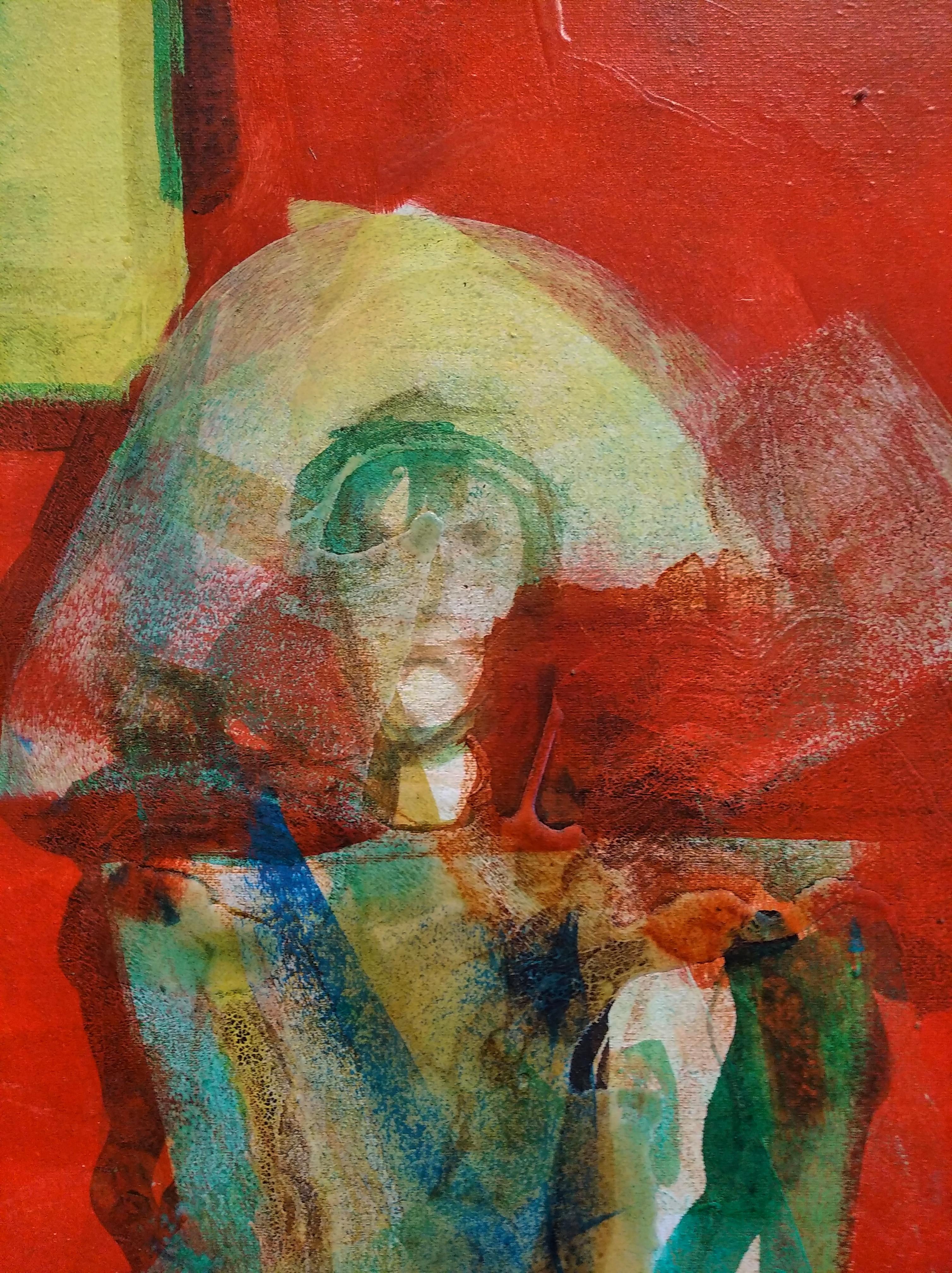 Carlos Mendez   Vertical  Red  sin titulo. acrylic painting For Sale 4