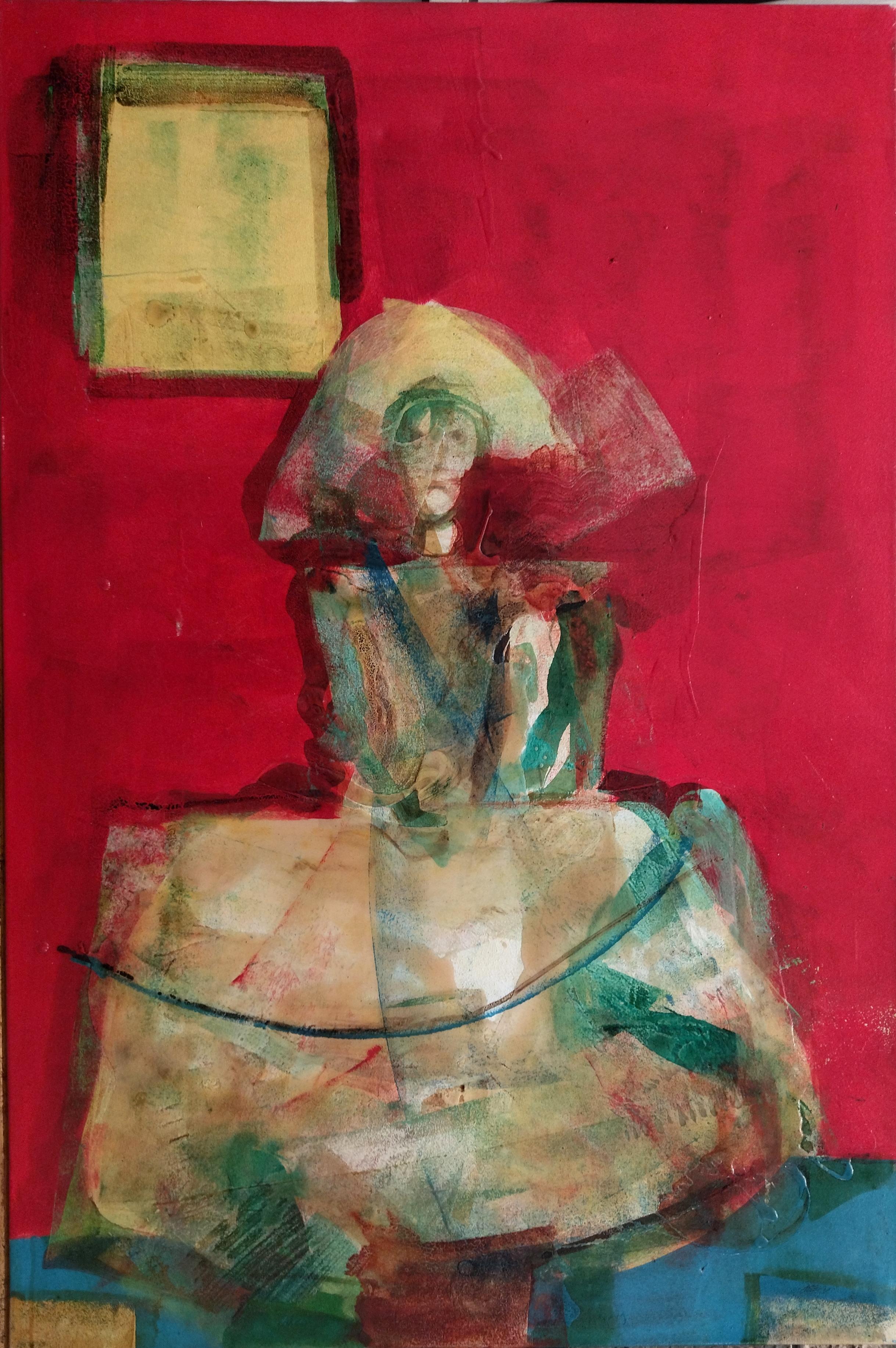 Carlos Mendez   Vertical  Red  sin titulo. acrylic painting For Sale 6