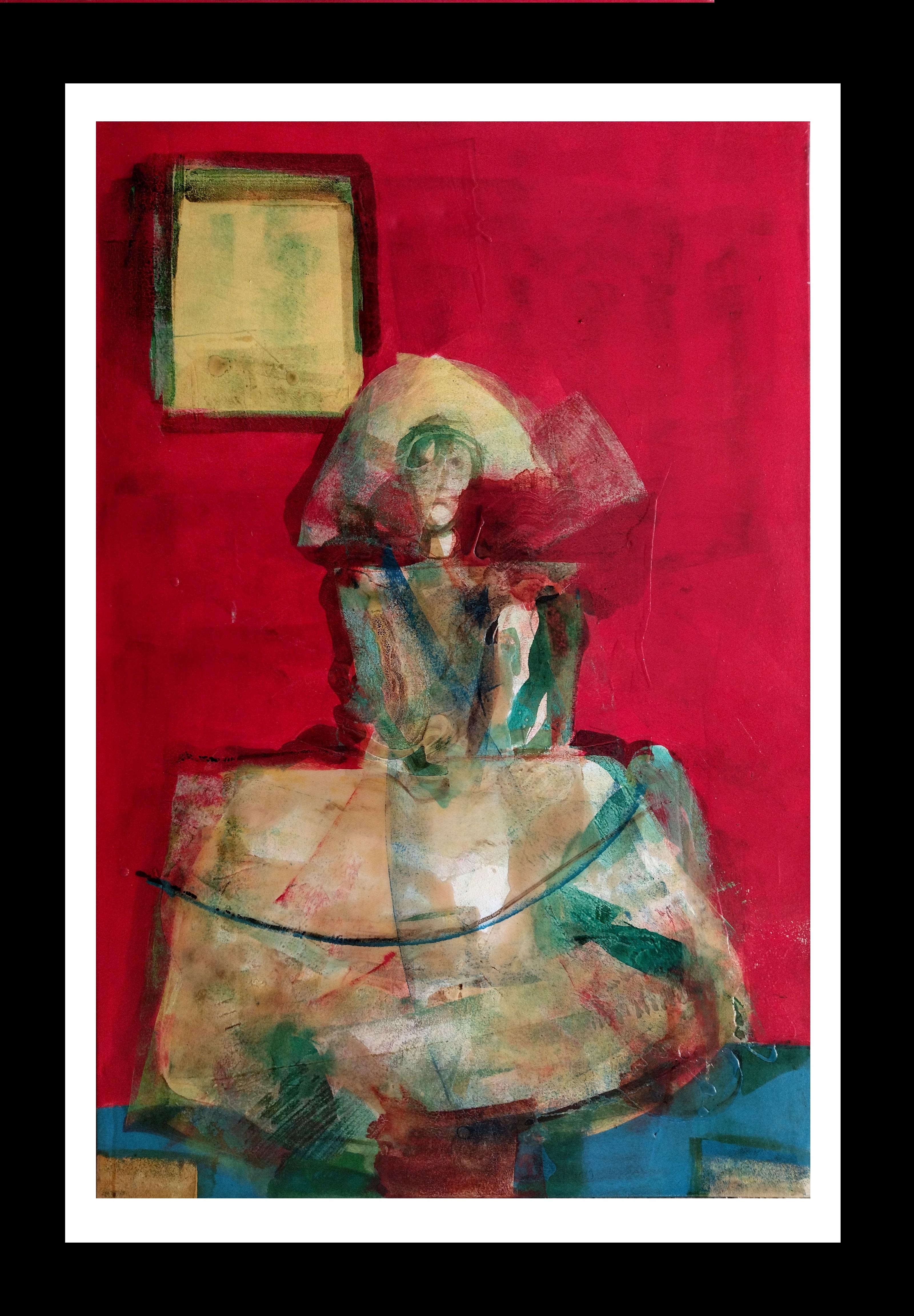Carlos Mendez   Senkrecht  Rot  sin titulo. Acrylmalerei