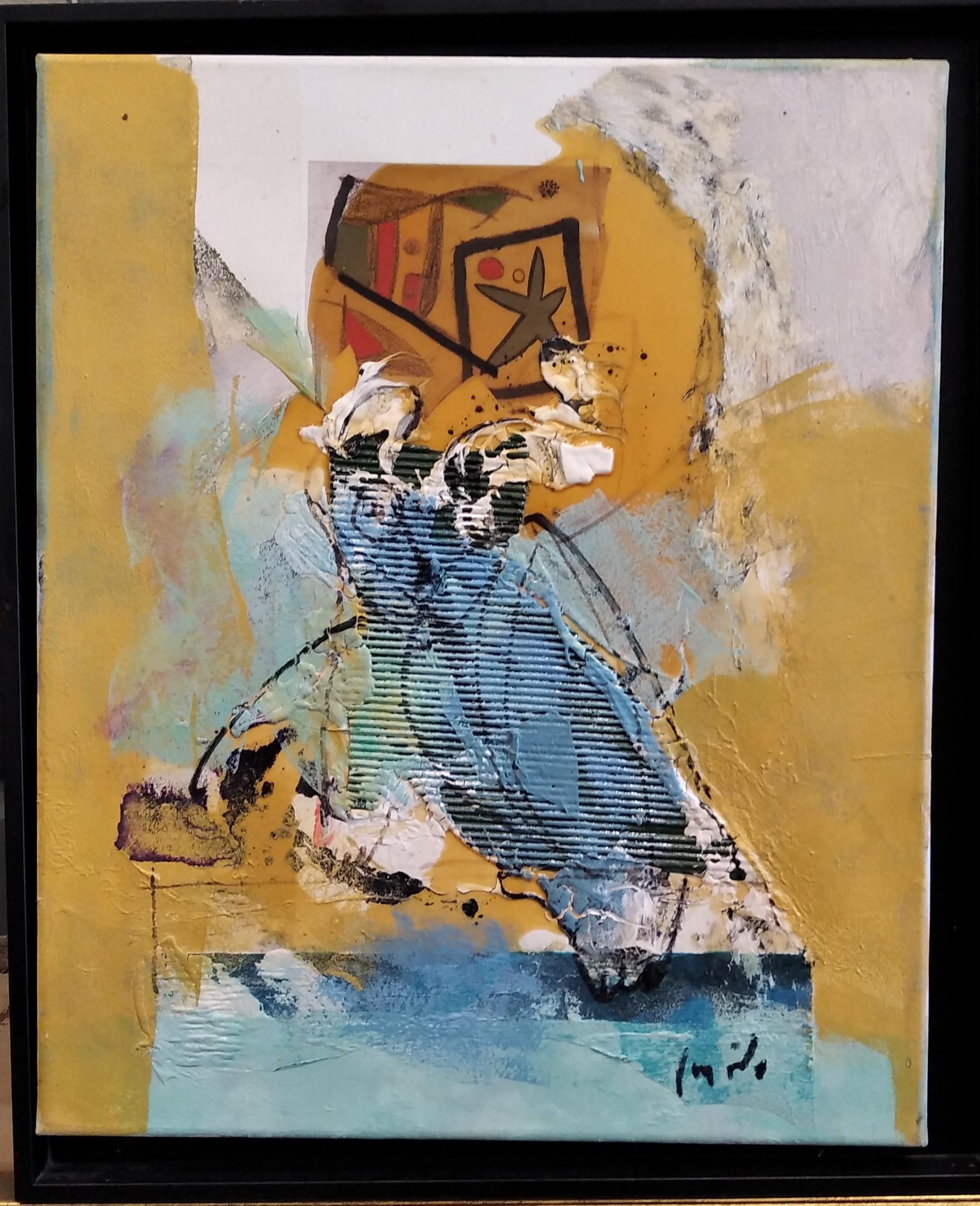 Carlos Mendez   Giallo verticale senza titolo. pittura acrilica in vendita 1