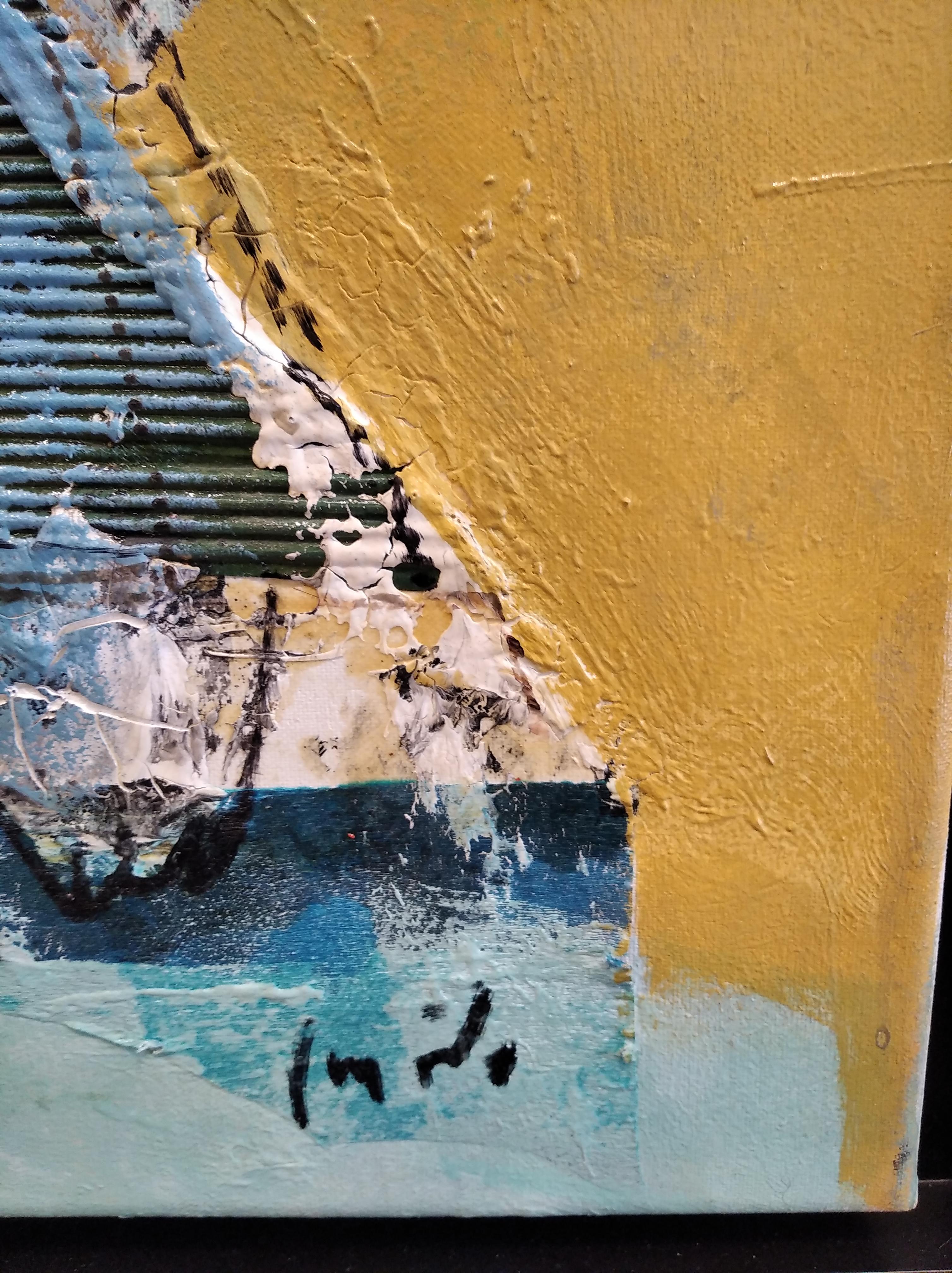 Carlos Mendez   Giallo verticale senza titolo. pittura acrilica in vendita 2