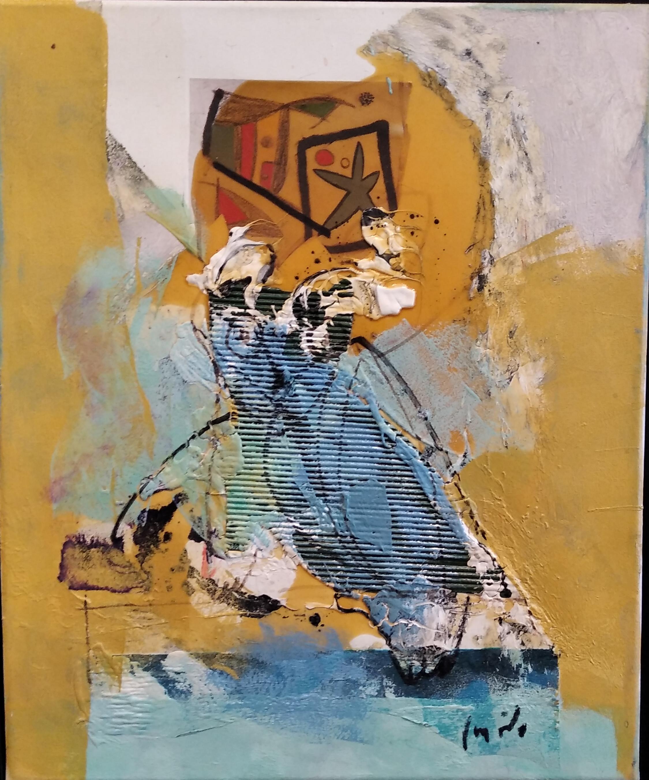 Carlos Mendez   Giallo verticale senza titolo. pittura acrilica in vendita 6