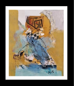 Carlos Mendez Peinture à l'acrylique jaune verticale titre