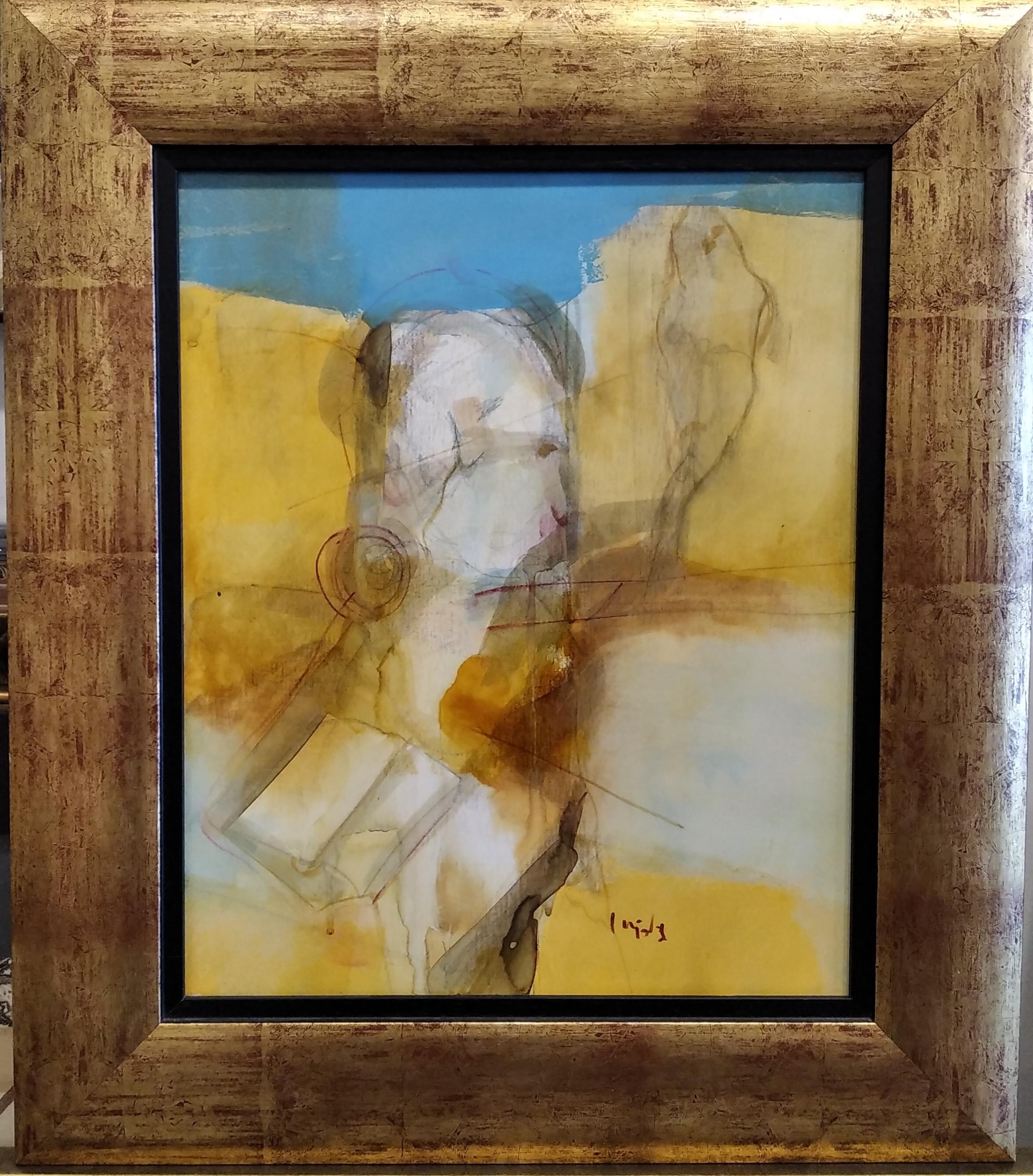 Carlos Mendez  Gelb Blau sin titulo. acrylc gemälde im Angebot 1