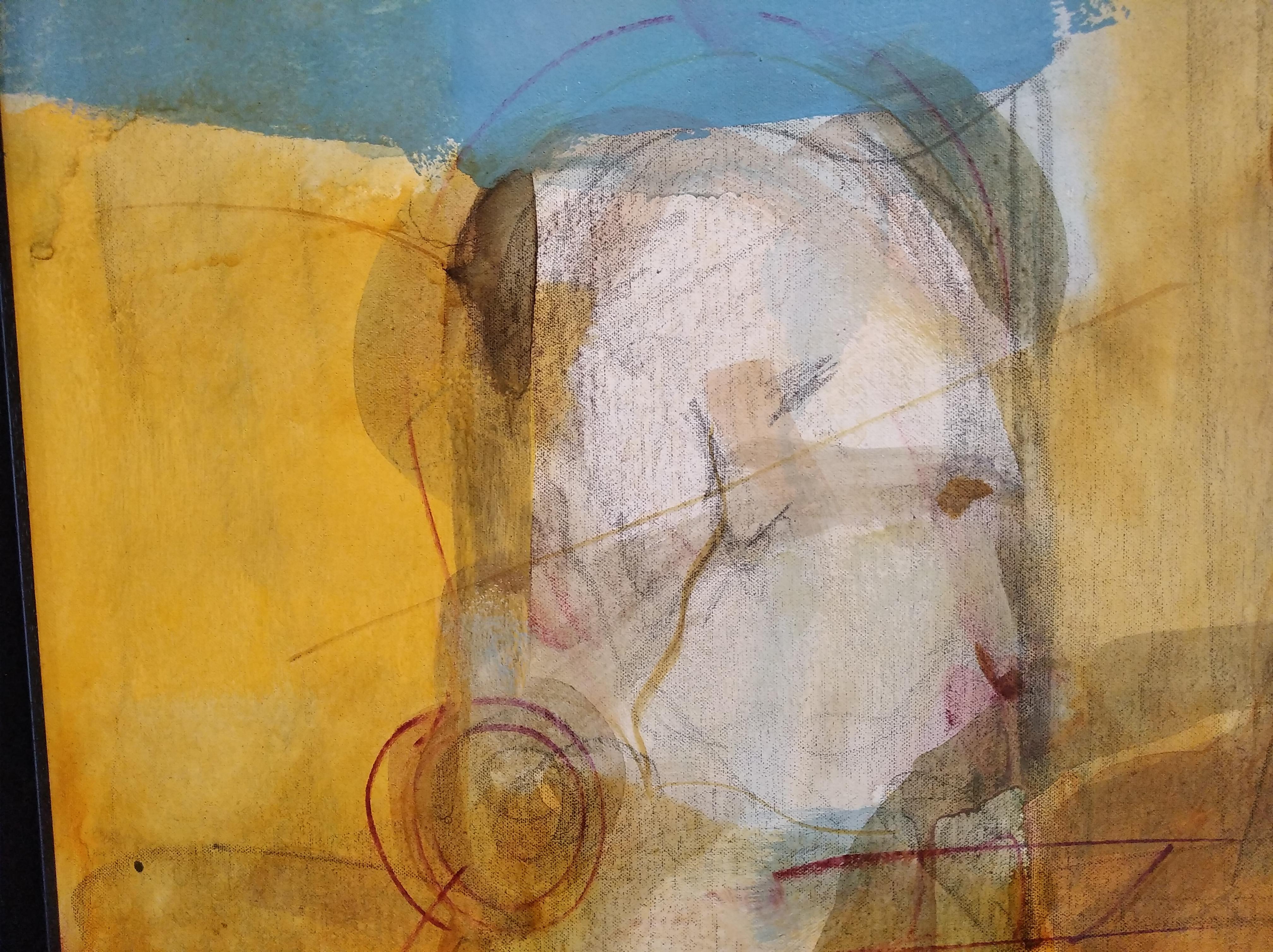 Carlos Mendez  Gelb Blau sin titulo. acrylc gemälde im Angebot 2