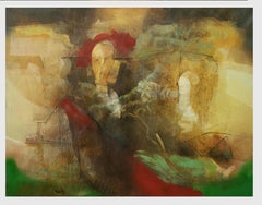 «Mirando Fijo», pintura acrílica, expresionismo abstracto, enmarcada, década de 2000