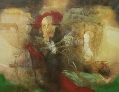 «Mirando Fijo», pintura acrílica, expresionismo abstracto, enmarcada, década de 2000