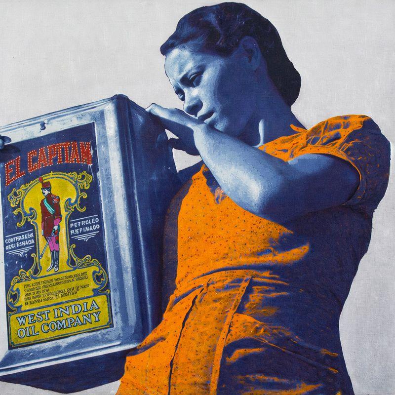 Carlos Mercado Figurative Photograph – Figuratives Mixed-Media-Porträt, Fotokunst, 2023, 48 x 48 Zoll, zeitgenössisch