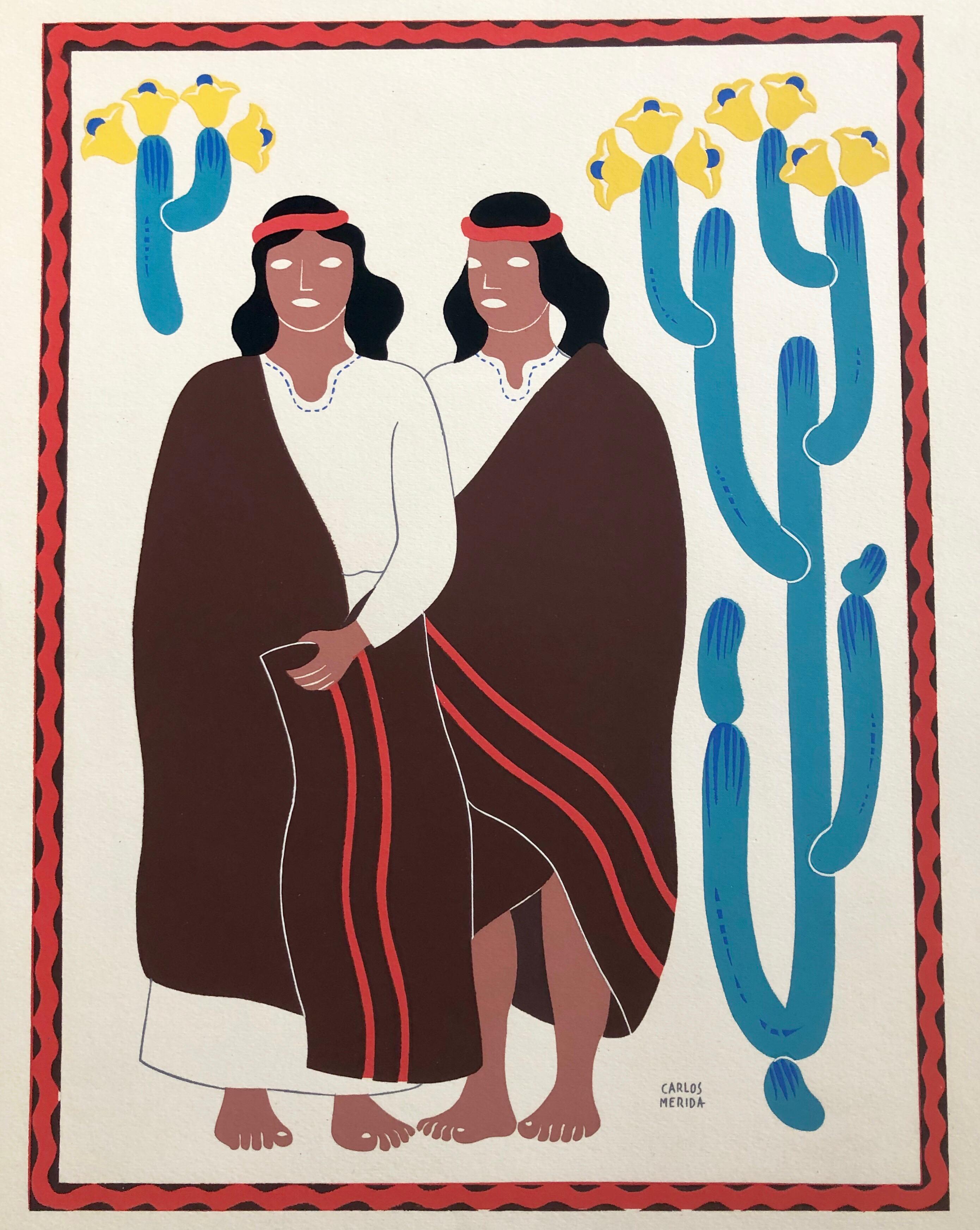 1945 Serigrafia modernista messicana Stampa d'arte popolare regionale Abito Messico - Print di Carlos Merida
