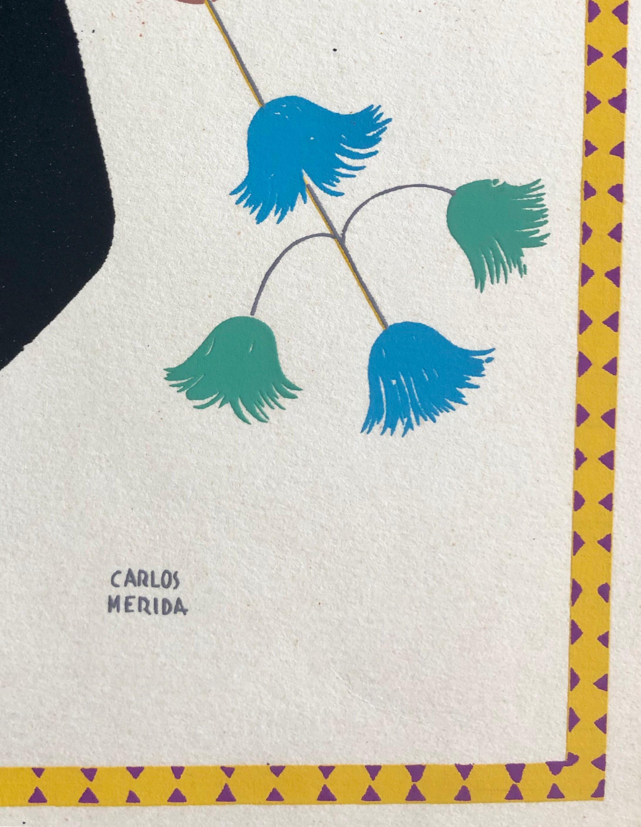 1945 Serigrafia modernista messicana Stampa d'arte popolare regionale Abito Messico - Print Arte popolare di Carlos Merida