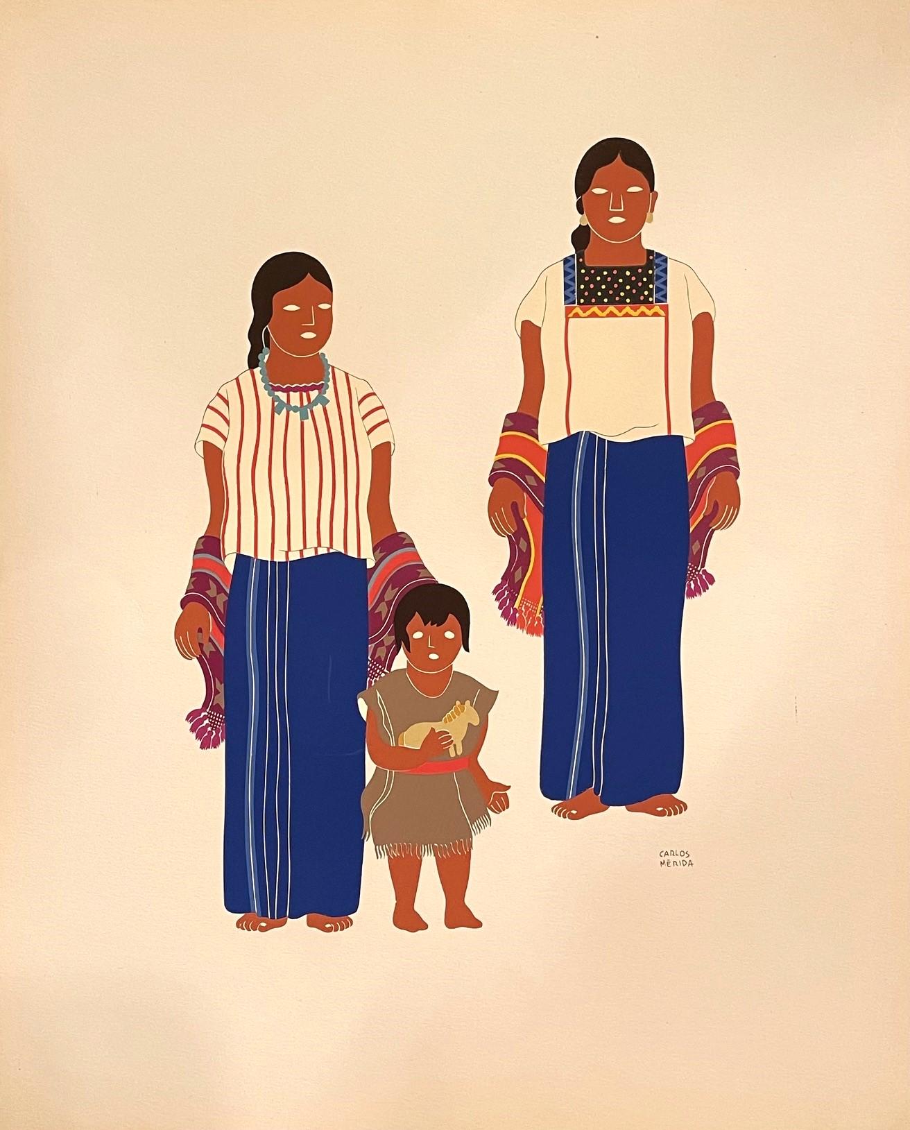 Merida, Carlos (Guatamala/Mexico, 1891-1985). MEXICAN COSTUME. Pocahontas Press, Chicago, 1941. Edition of 1000. Folio (16 1/2 x 13 1/2 inches), portfolio, cloth-backed boards, with text booklet and 25 screenprints after drawings by Merida. The
