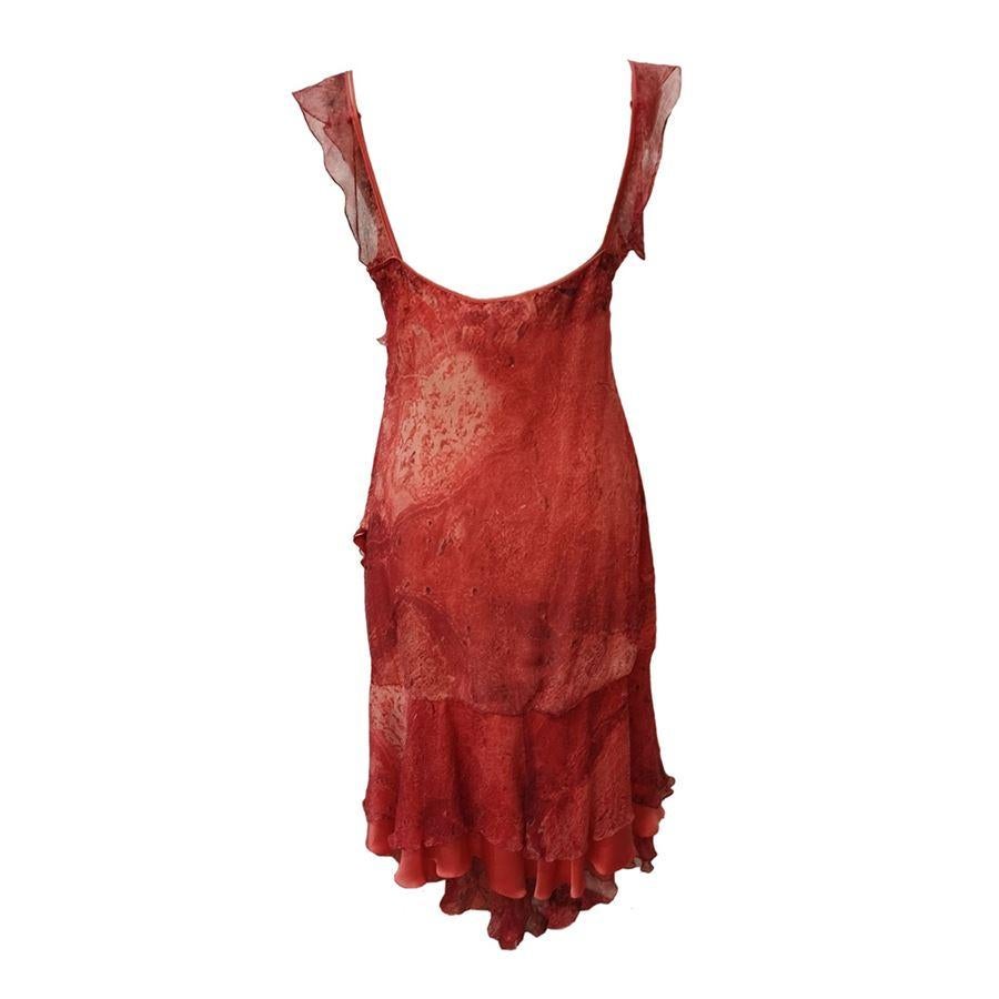 Red Carlos Miele Silk dress size 42 For Sale