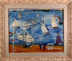 "Fête Nautique", 20th Century oil on canvas by Spanish artist Carlos Nadal