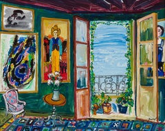 Intérieur à la fenêtre ouvrant sur la mer Méditerannée by Carlos Nadal - Art