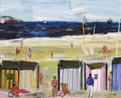 La Mer du Nord - Fauvist Figures in Landscape Oil Painting by Carlos Nadal