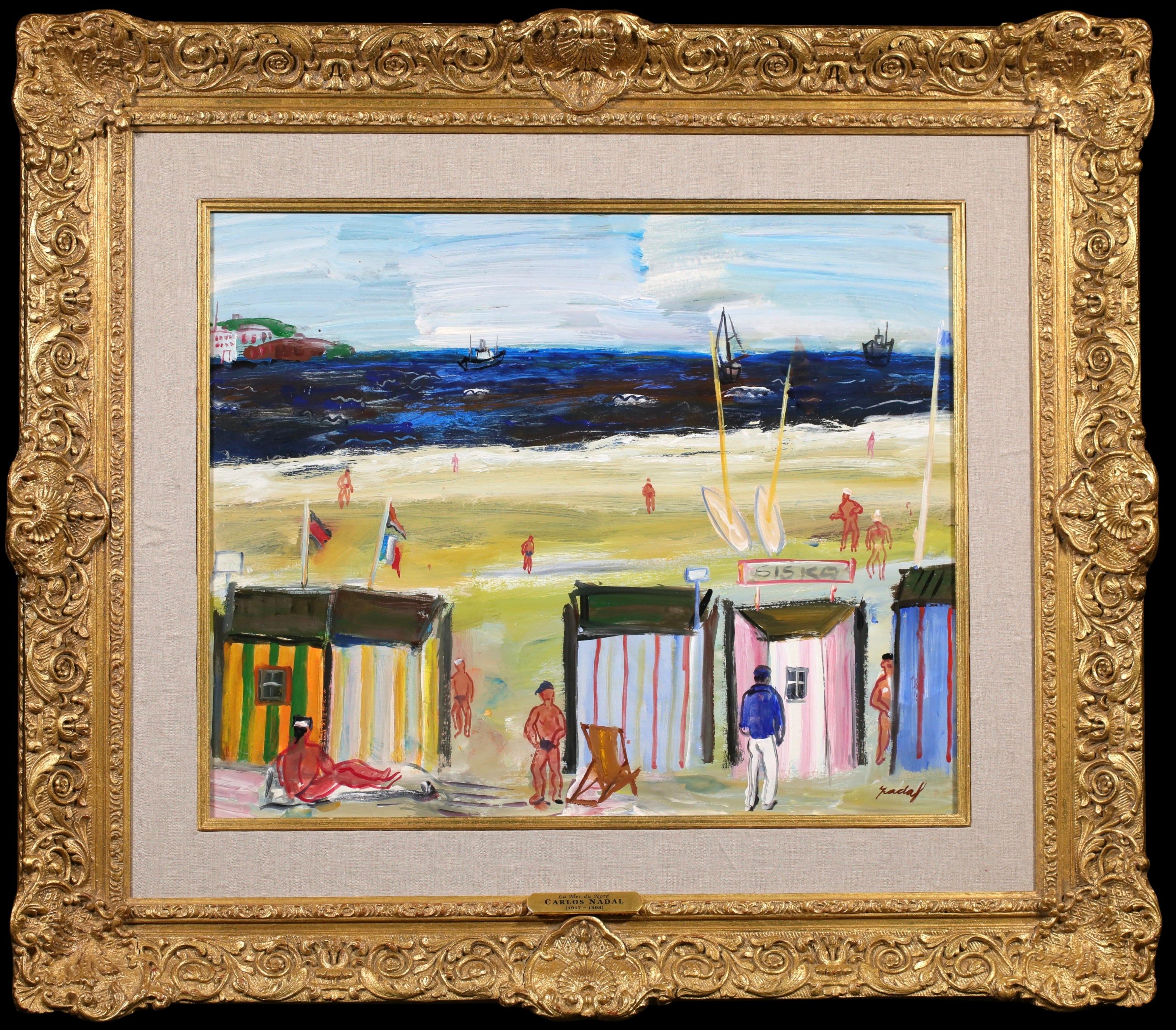La Mer du Nord - Fauvist Figures in Landscape Oil Painting by Carlos Nadal