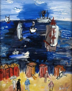 "La Mer", 20th Century oil on paper laid on canvas by Spanish artist Carlos Nadal