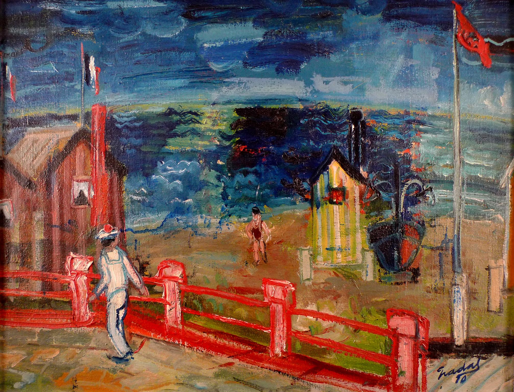 "Playa 50", 20th Century Oil on Canvas depicting a Beach Scene by Carlos Nadal 