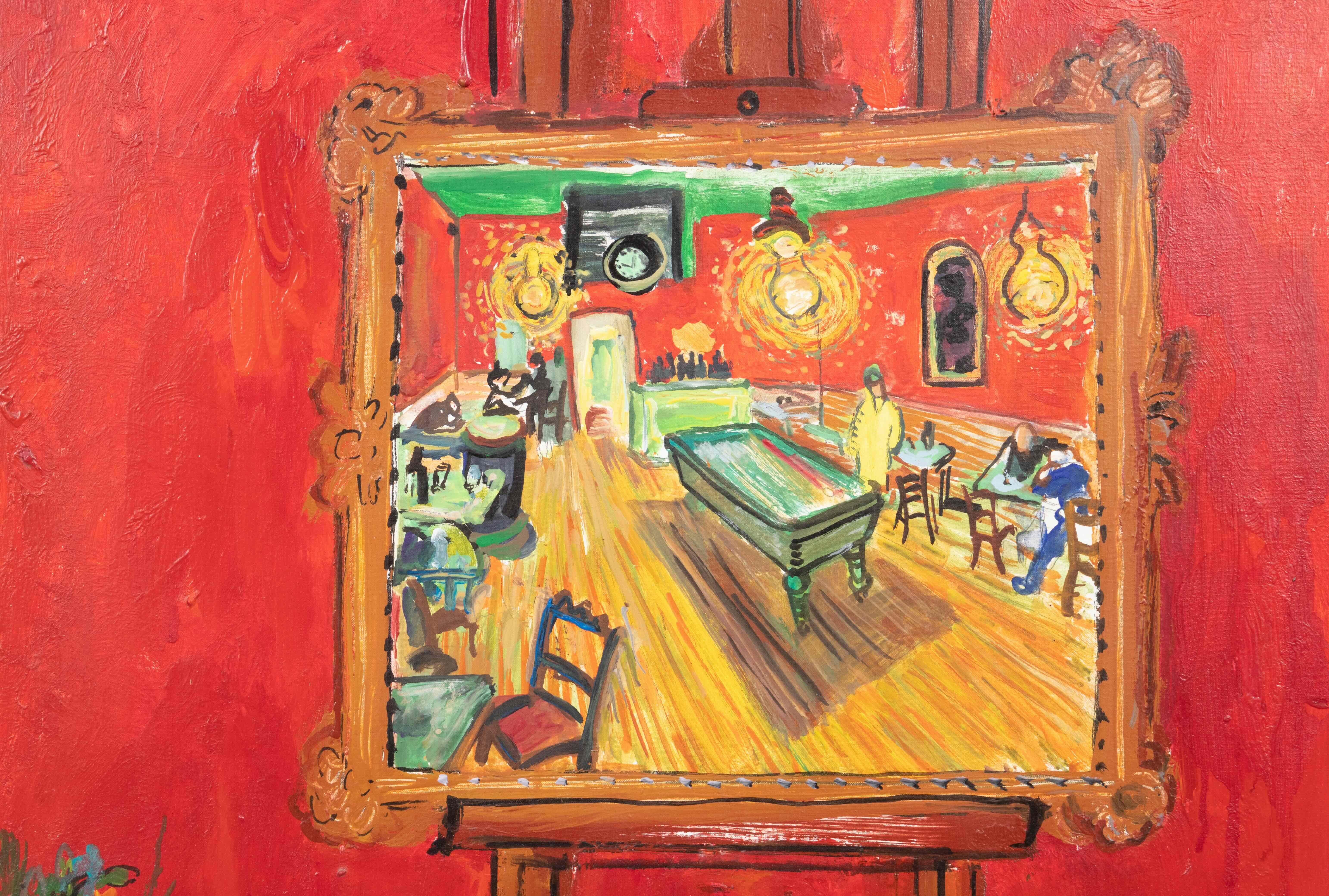 Salón Rojo by Carlos Nadal - Pintura figurativa, óleo sobre lienzo, Arte moderno en venta 2
