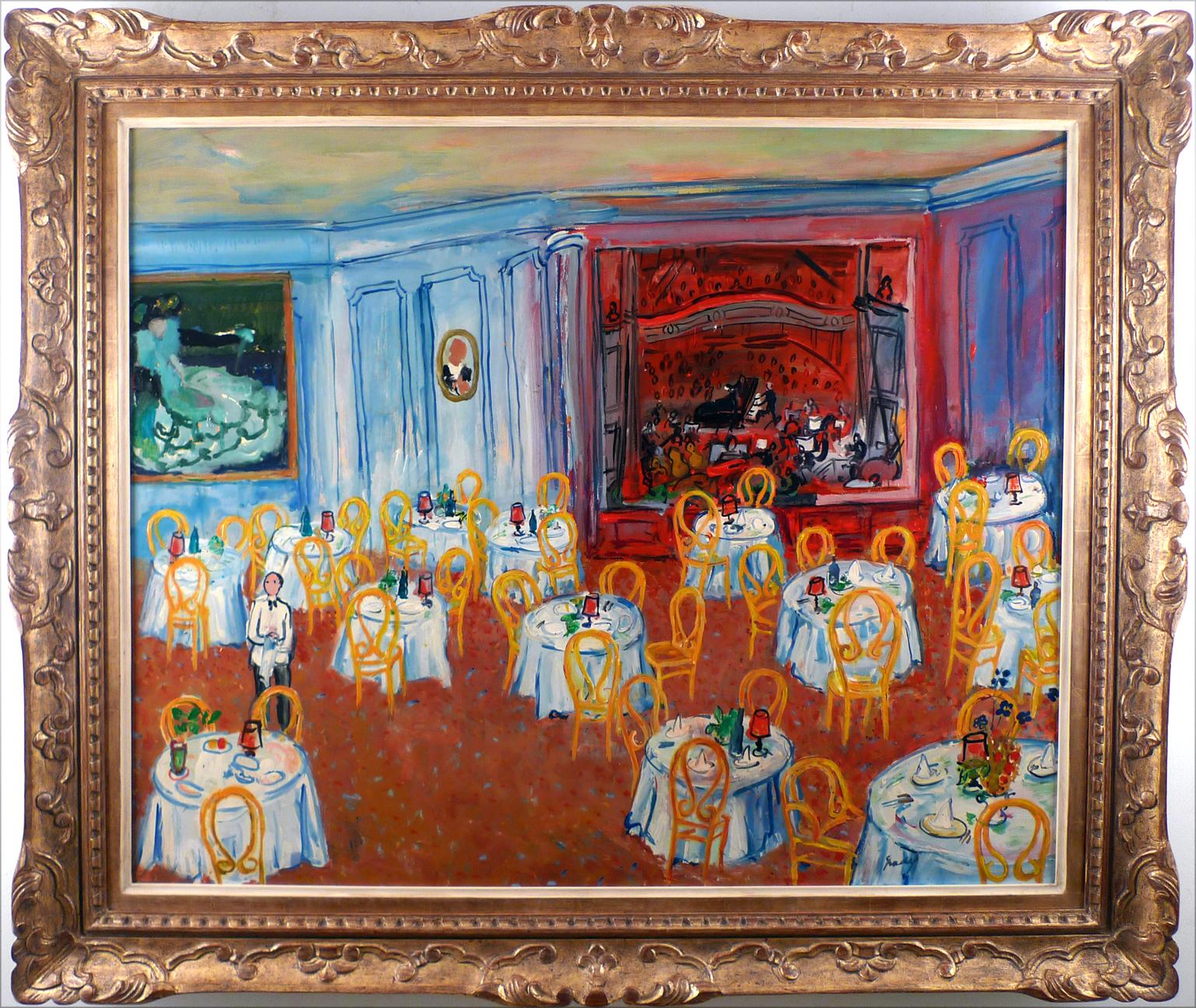 "Teatro Comedor", 20th Century Oil on Canvas by Spanish Artist Carlos Nadal