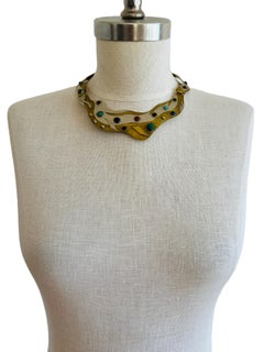 Carlos Navarro Mordernist Egyptian Revival Gemstone Cabochon Collar Necklace