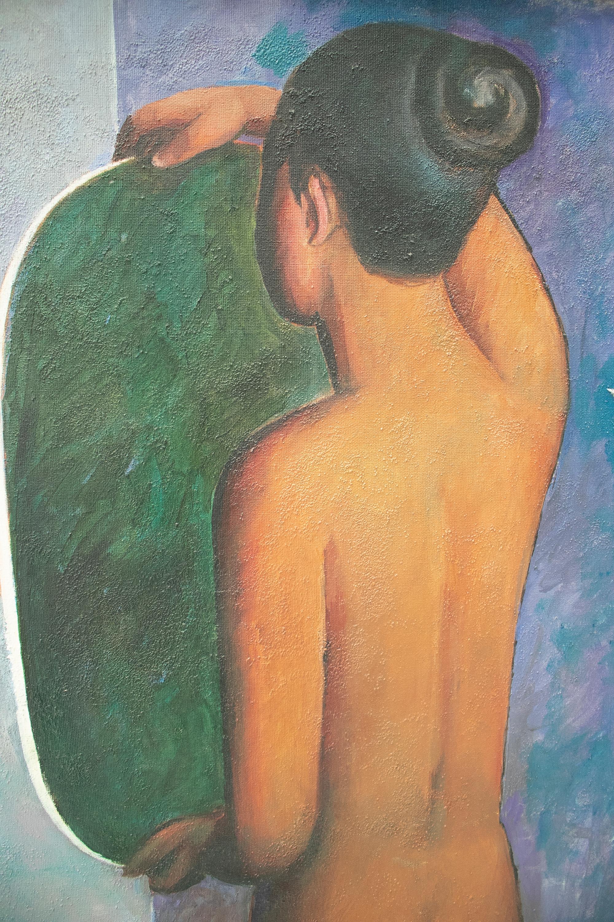Espagnol Peinture encadrée « After the Bath » de Carlos Ochagavia, 1999 en vente