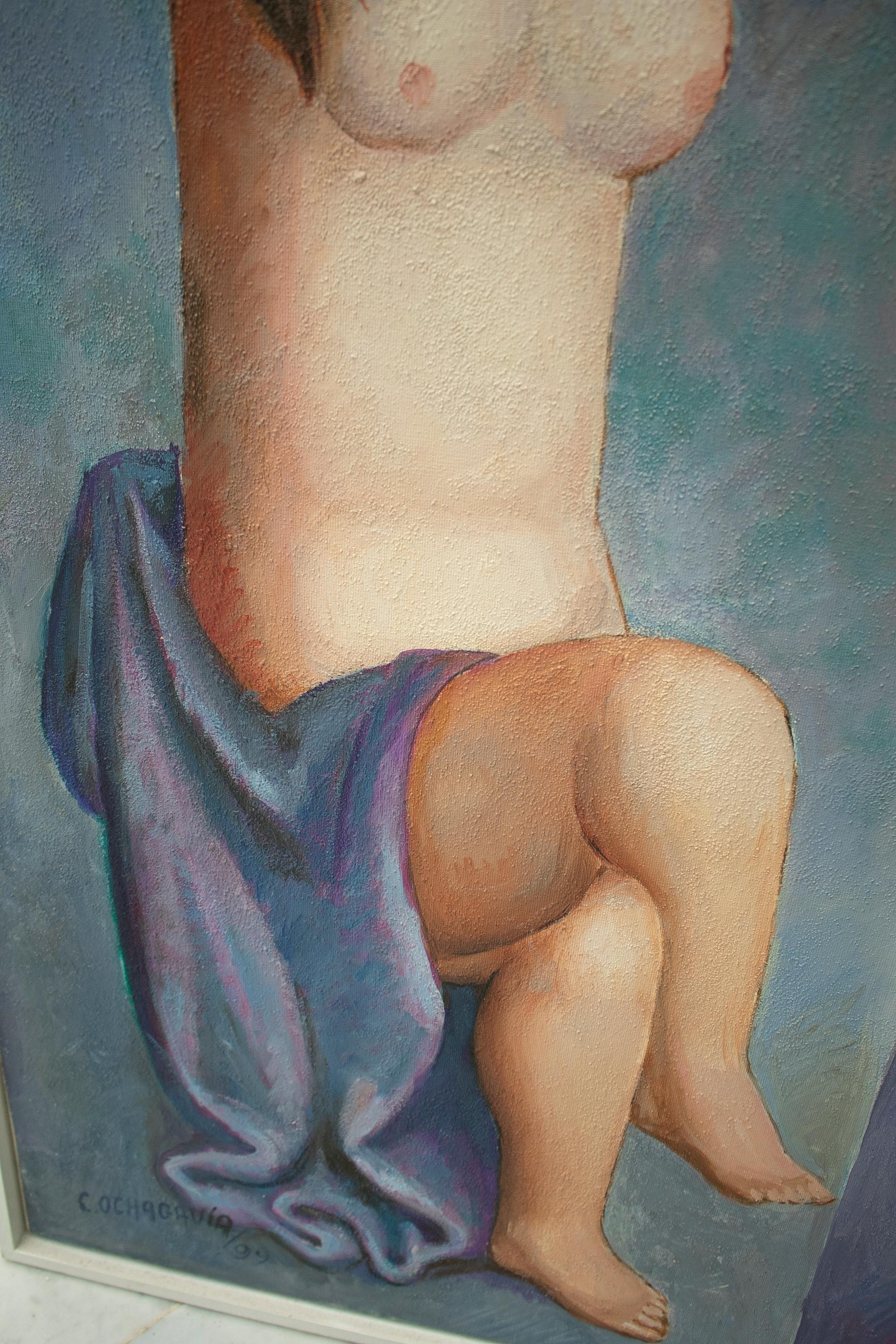 Peinture encadrée « After the Bath » de Carlos Ochagavia, 1999 Bon état - En vente à Marbella, ES