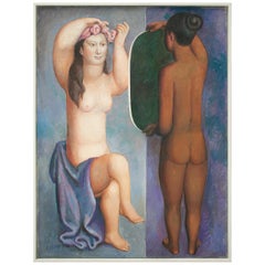 Retro Carlos Ochagavia "After the Bath", 1999 Framed Painting