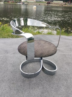 Carlos Ojinaga for Ojidecco 'Cinta' Swiveling Lounge Chair in Chrome & Wool