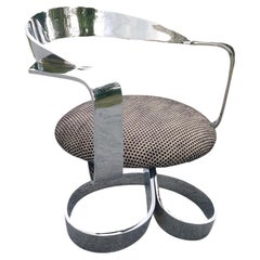 Carlos Ojinaga for Ojidecco 'Cinta' Swiveling Lounge Chair in Chrome & Wool