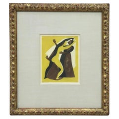 Carlos Orozco Romero. «Dos figuras bailando», aguafuerte en aquatinta a color, firmado, 1939