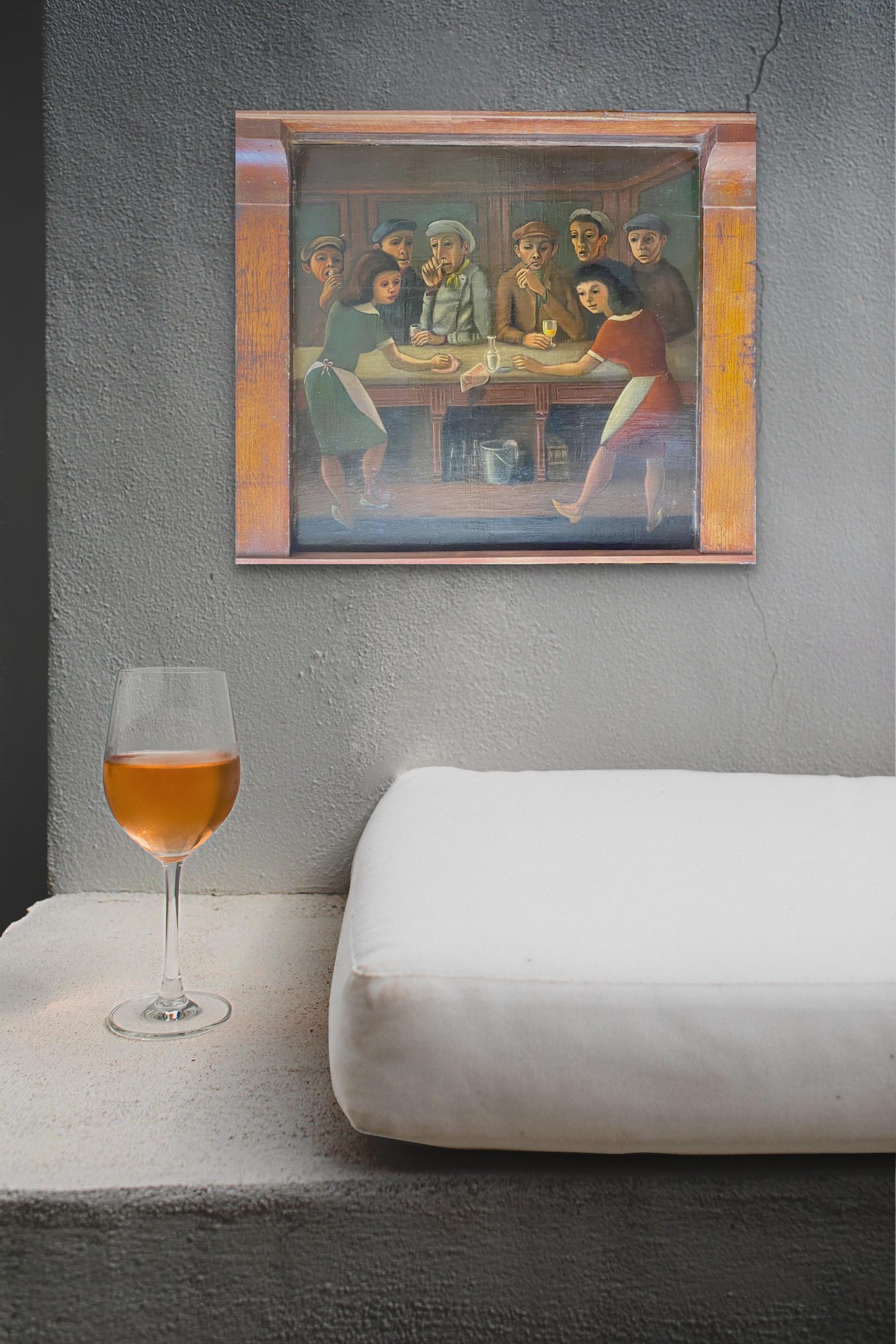 Il bar: speakeasy dell'epoca del proibizionismo, pittura outsider surrealista e naif. 3