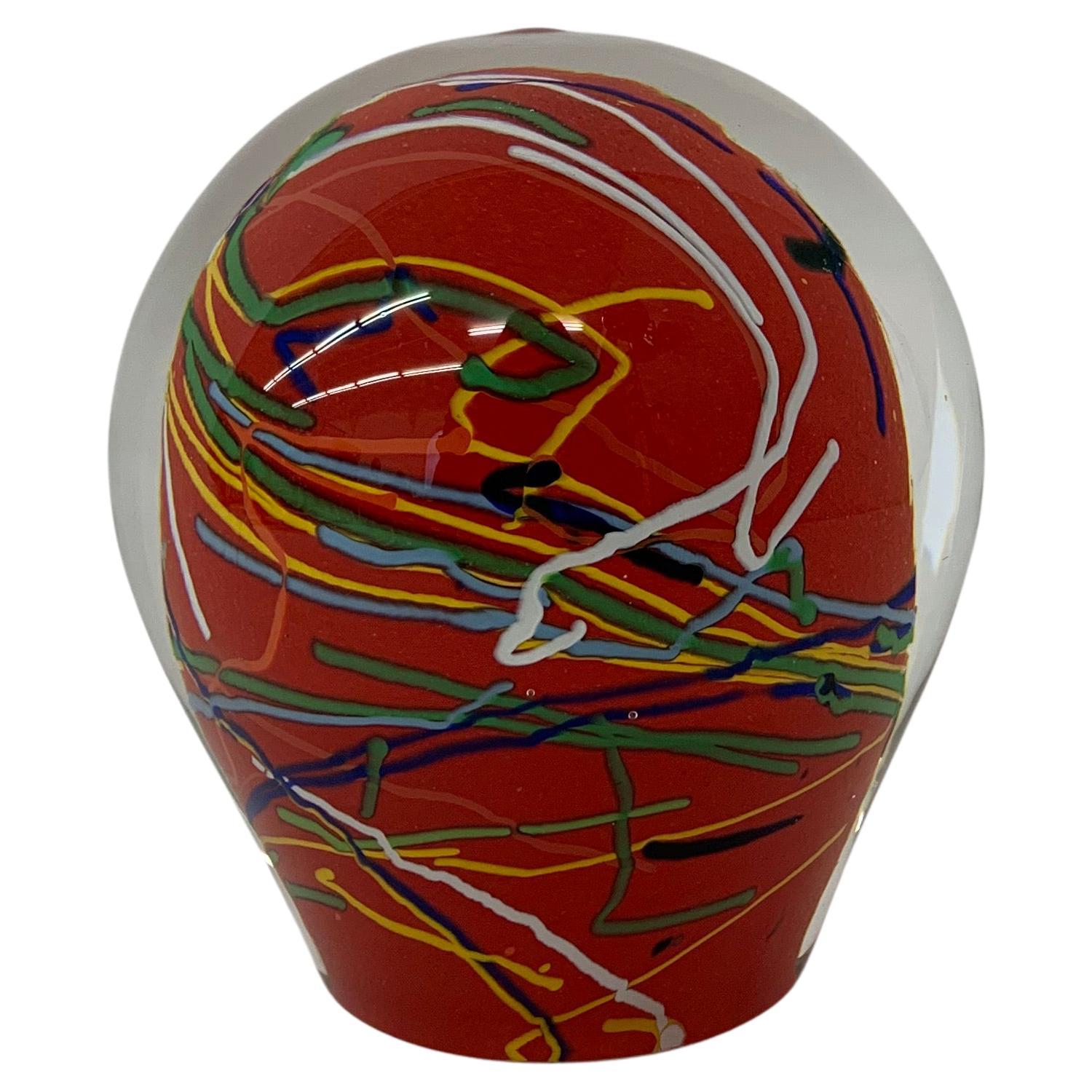 Carlos Pebaque glass sculpture presse papier , 1990's Sweden For Sale