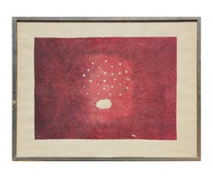 Vintage Untitled Red Abstract Hand Manipulated Painting