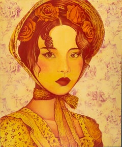 Untitled Oil on cavas work by Carlos Prieto Woman Portrait