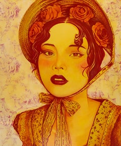 Untitled Oil on cavas work by Carlos Prieto Woman Portrait
