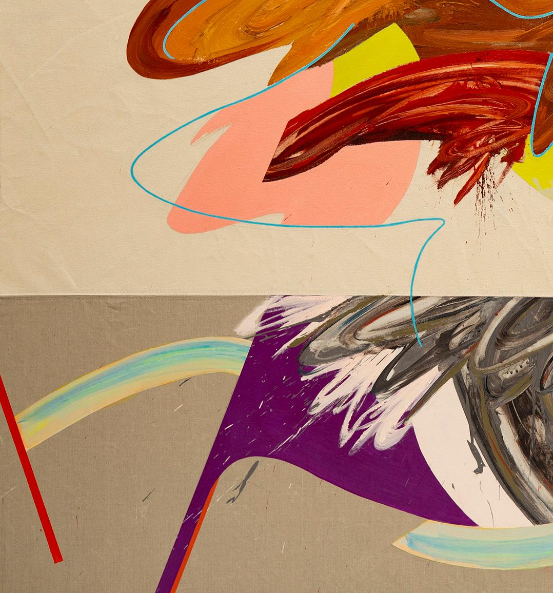 Ohne Titel 11, gestisch, Nuancen, warme Töne, Violett, Blau – Painting von Carlos Puyol