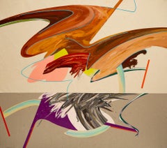 Untitled 11, gestural, nuetrals, warm tones, purples, blues