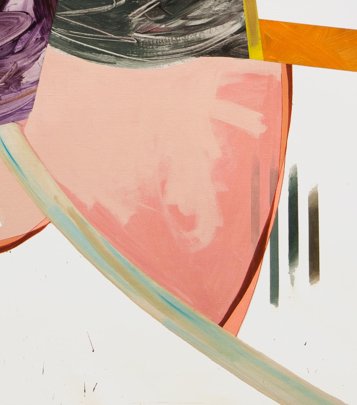 Untitled 17 (abstract acrylic on canvas, bright, pinks, texture, gestural) - Painting by Carlos Puyol