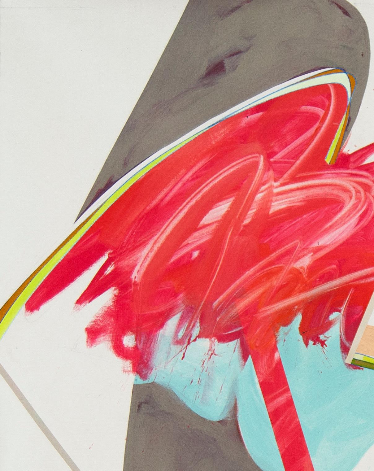 Senza titolo 35, acrilico astratto su tela, rosso, blu e bianco - Painting Astratto di Carlos Puyol