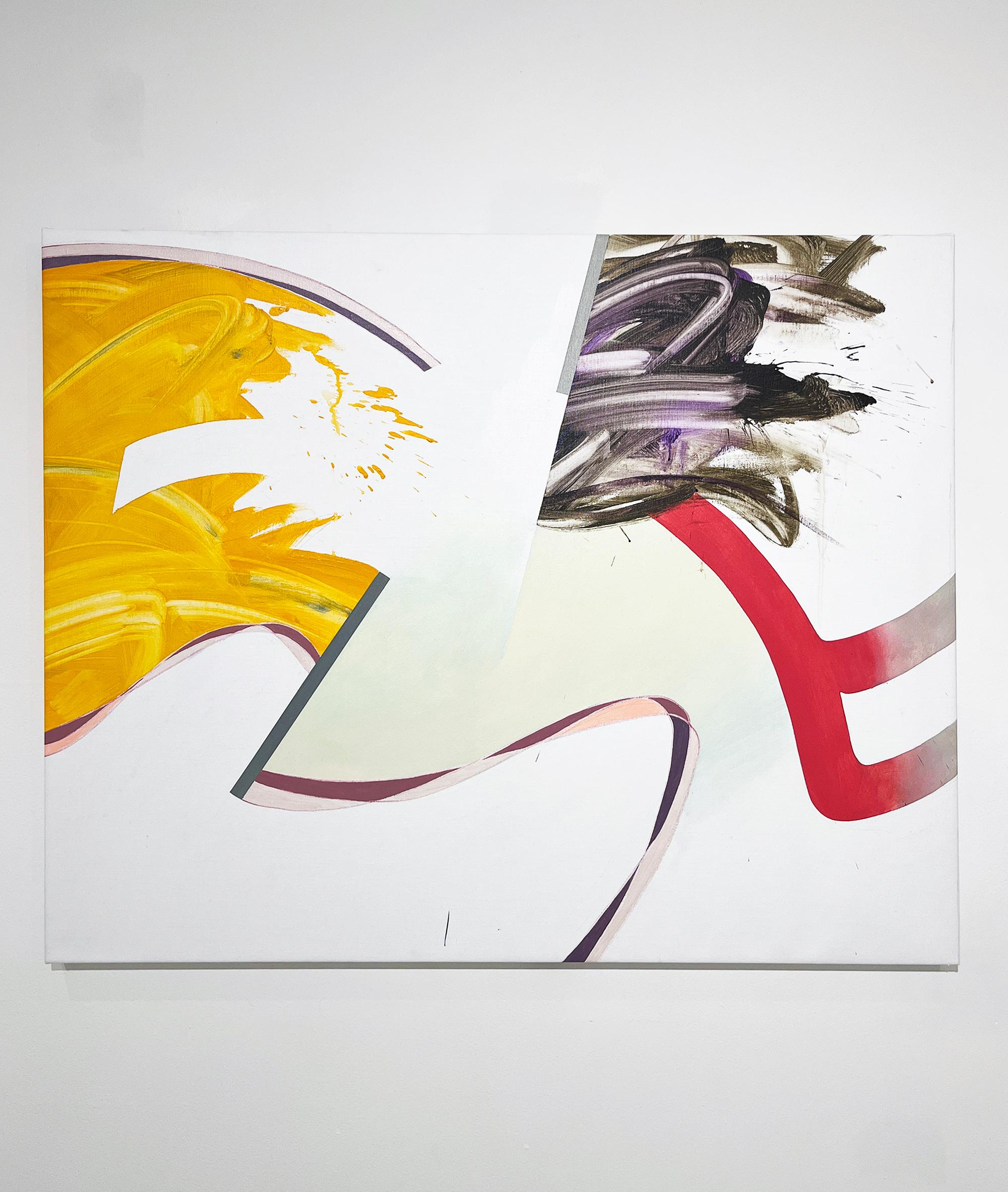 Senza titolo 46 (acrilico astratto su tela, luminoso, rosso, texture, gestuale) - Painting di Carlos Puyol