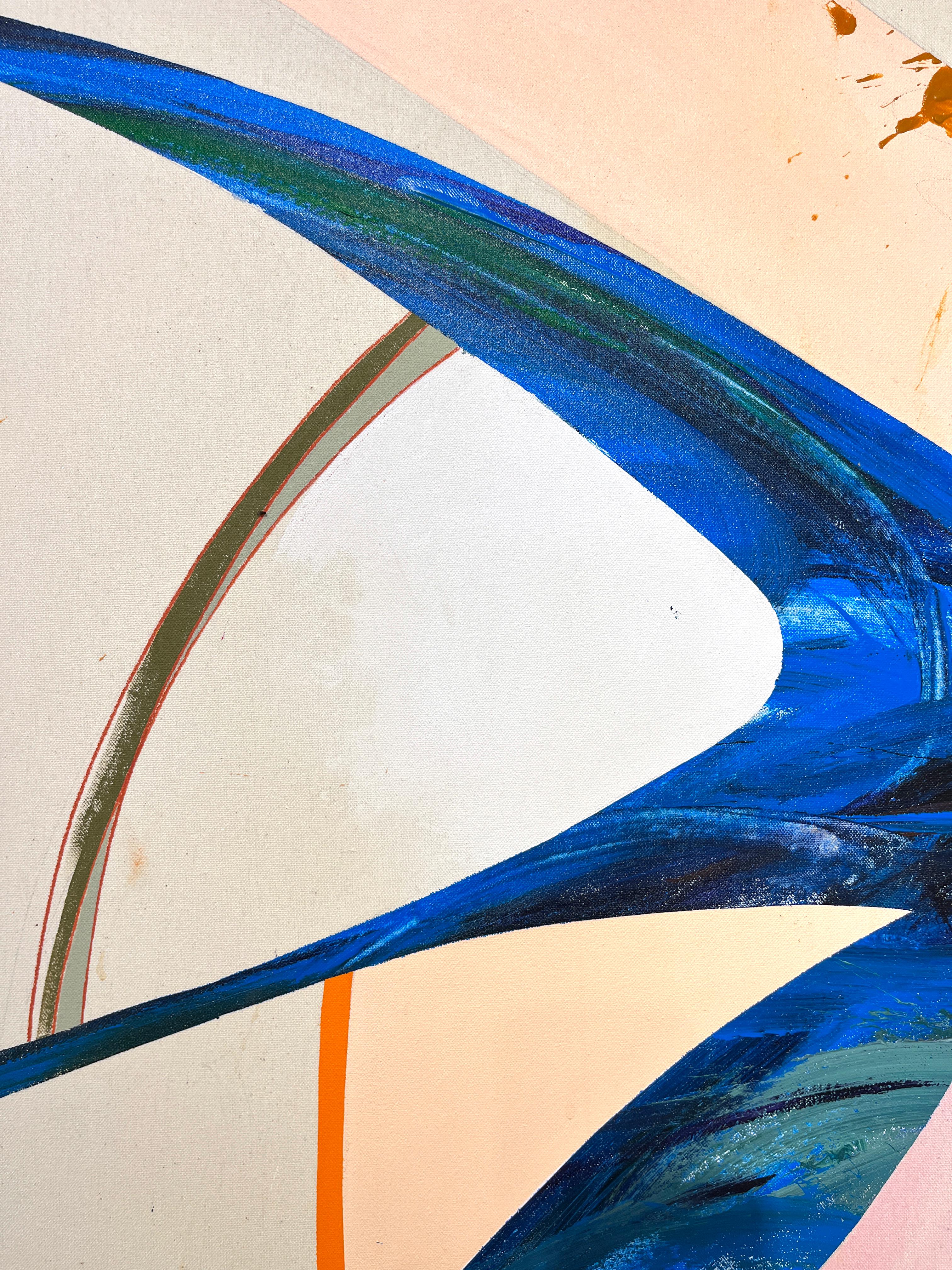 Senza titolo 51 (acrilico astratto su tela, colorato, brillante, blu, gestuale) - Painting Astratto di Carlos Puyol