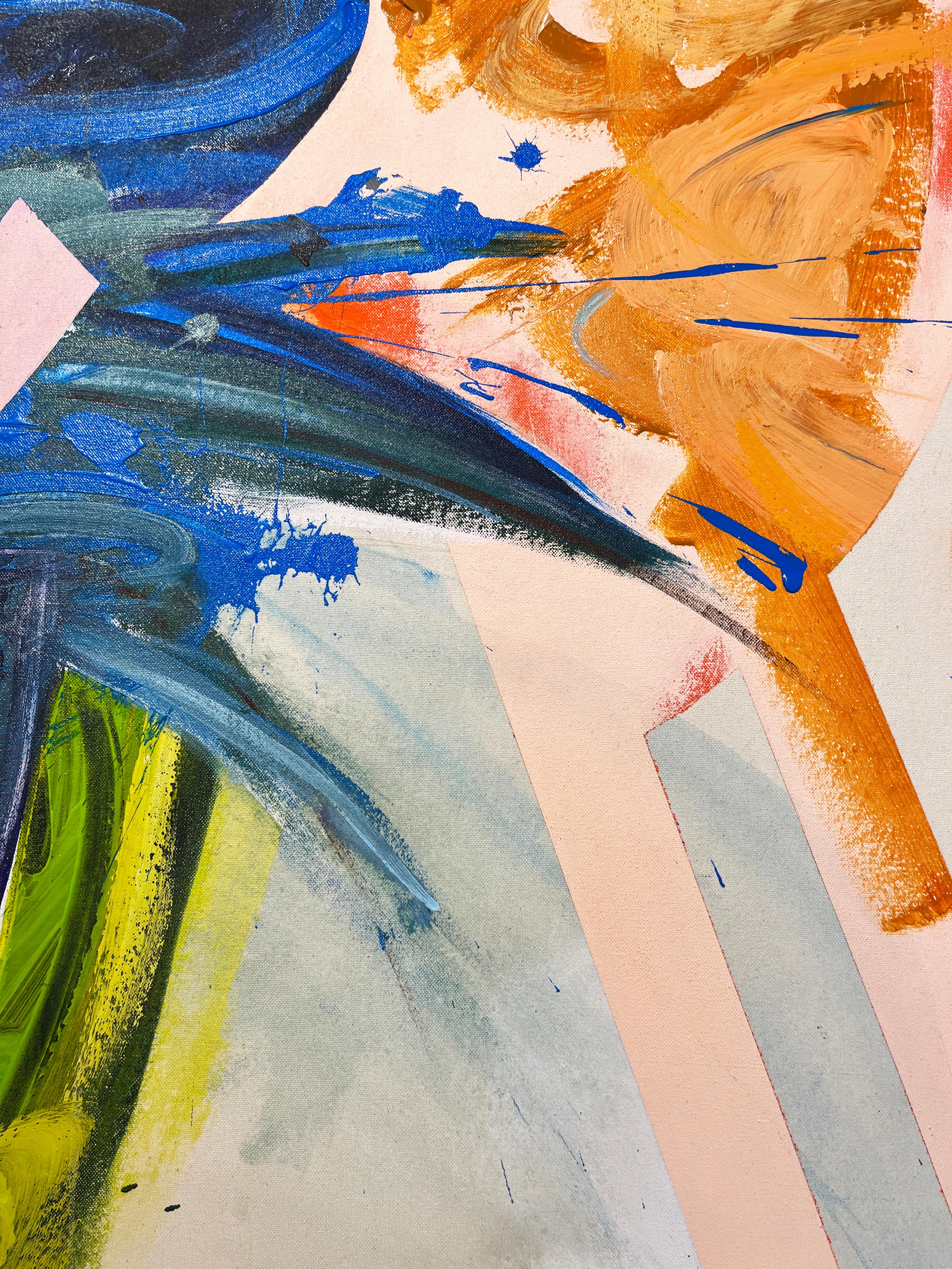 Senza titolo 51 (acrilico astratto su tela, colorato, brillante, blu, gestuale) - Abstract Painting Beige di Carlos Puyol