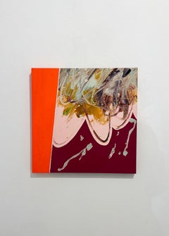 Sin título, acrílico sobre lienzo, expresionista abstracto, rosa y morado