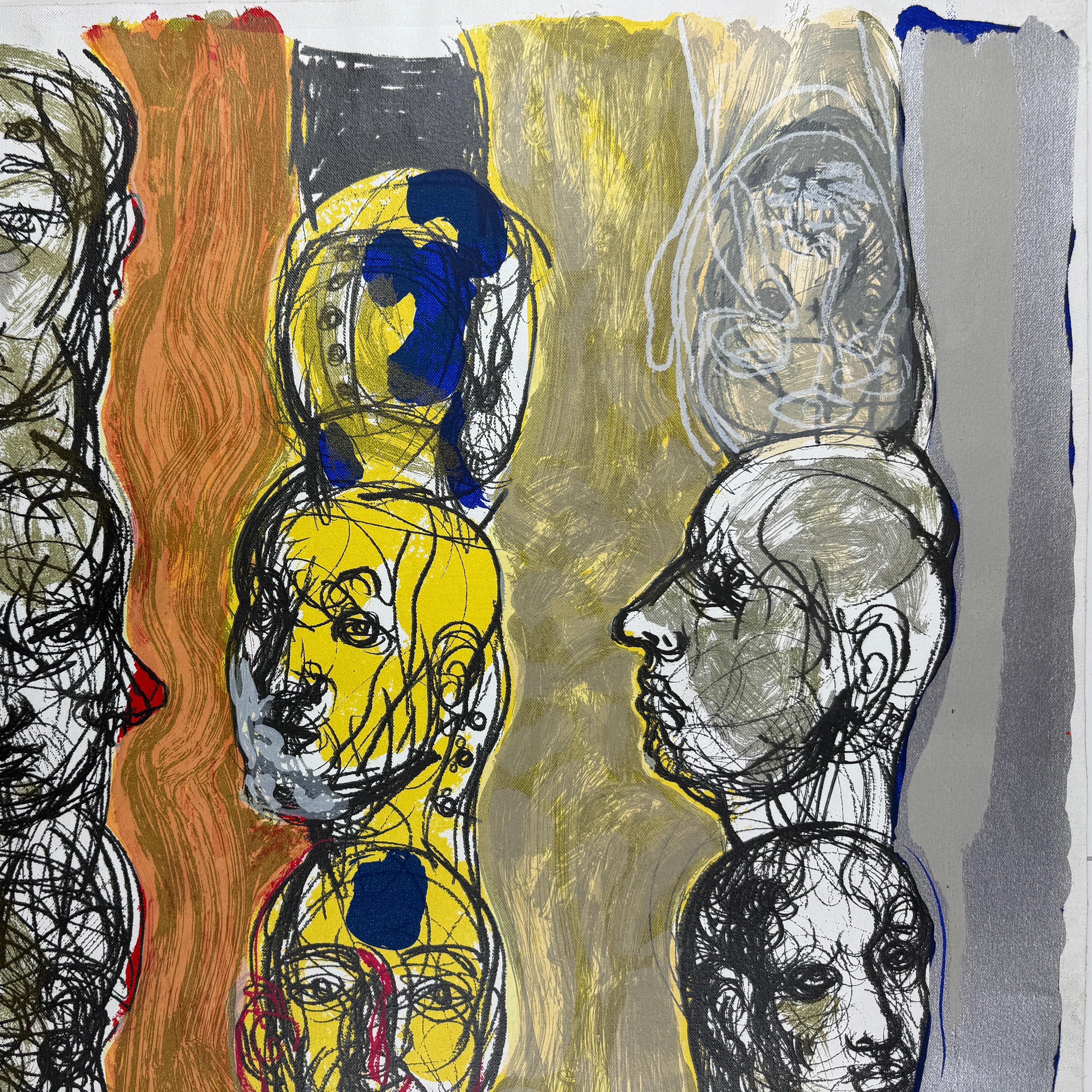 cubano 2001 serigrafía original firmada sobre lienzo 40x29in impresión artística colores silver en venta 1